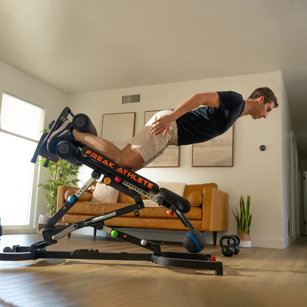 Freak Athlete adjustable workout bench in use